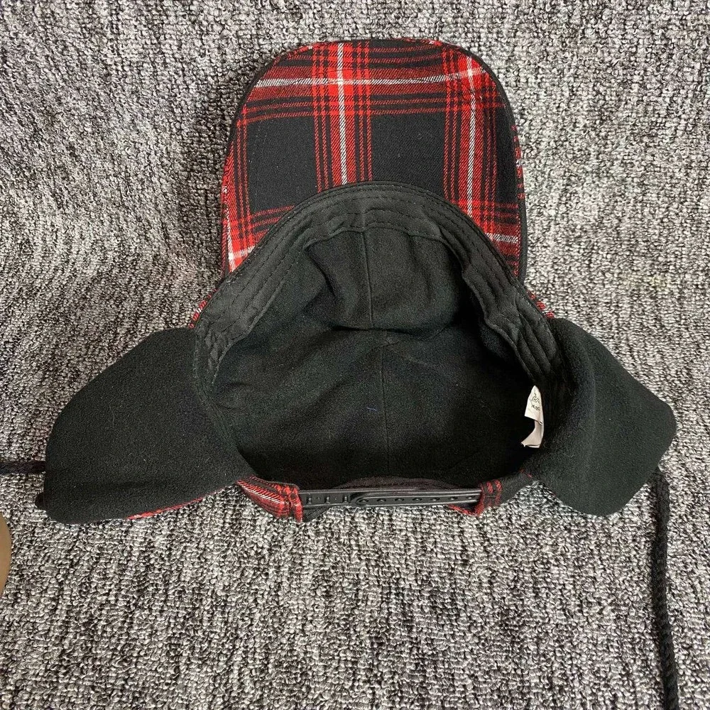 Grand Rapids Griffins Trapper Hat Kids OSFM Red Black Plaid Winter Ear Flaps Cap